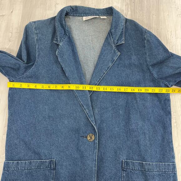 Lisa Josephs Vintage Longline Cotton Retro Oversized Denim Jean Jacket Pockets - Picture 9 of 10